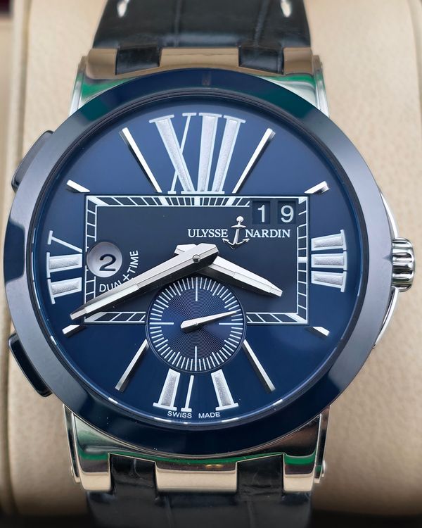 2013 Ulysse Nardin Executive Dual Time 43MM Blue Dial Leather Strap (243-00)