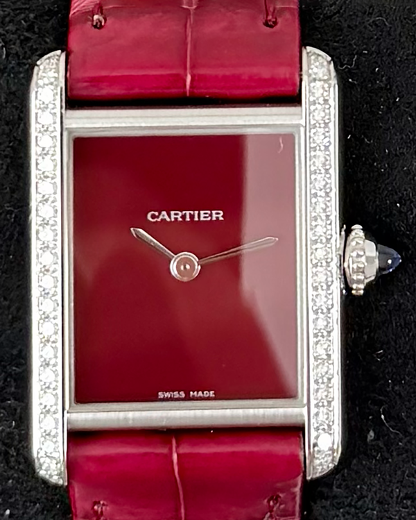 2023 Cartier Tank 22MM Quartz Burgundy Dial Leather Strap (W4TA0022)