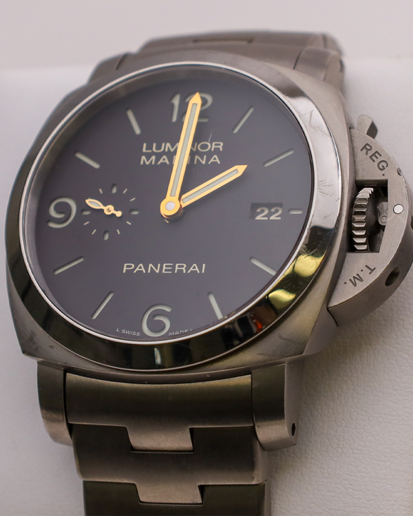 2010 Panerai Luminor 1950 Marina 3 Days 44MM Brown Dial Titanium Bracelet (PAM00352)