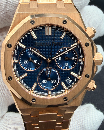 2023 Audemars Piguet Royal Oak Chronograph 41MM Blue Dial Rose Gold Bracelet (26240OR.OO.1320OR.05)