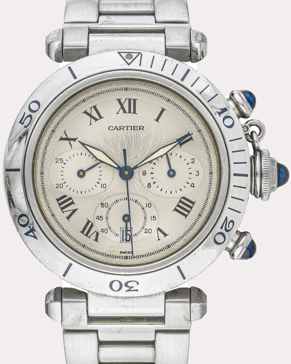 Cartier Pasha De Cartier Chronograph 38MM Quartz White Dial Steel Bracelet (1050)