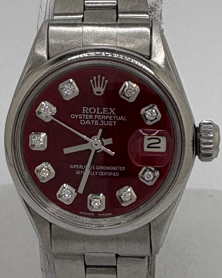 1967 (1.6 Mill. Serial) Rolex Oyster Perpetual Lady Date 26MM Aftermarket Red Dial Oyster Bracelet (6517)