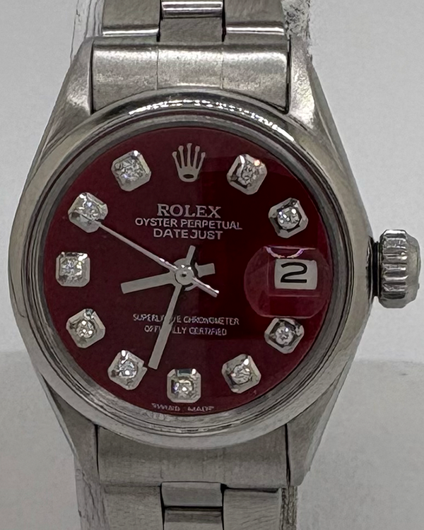 1967 (1.6 Mill. Serial) Rolex Oyster Perpetual Lady Date 26MM Aftermarket Red Dial Oyster Bracelet (6517)