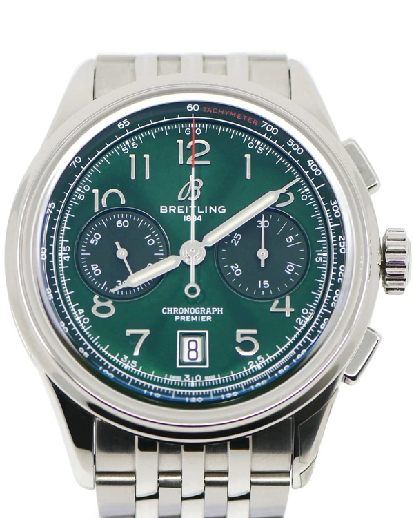 2023 Breitling Premier B01 Chronograph 42MM Green Dial Steel Bracelet (AB0145)