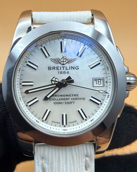 2020 Breitling Galactic Sleek Edition 36MM Quartz Mother Of Pearl Dial Leather Strap (W74330)