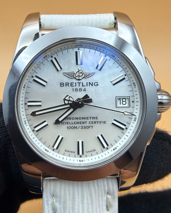 2020 Breitling Galactic Sleek Edition 36MM Quartz Mother Of Pearl Dial Leather Strap (W7433012/A780)