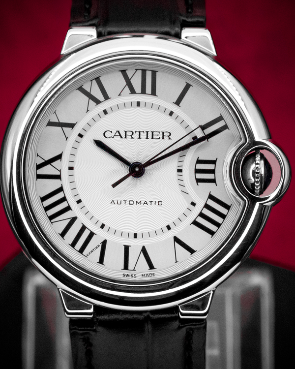 2022 Cartier Ballon Bleu 36MM Silver Dial Leather Strap (WSBB0028)
