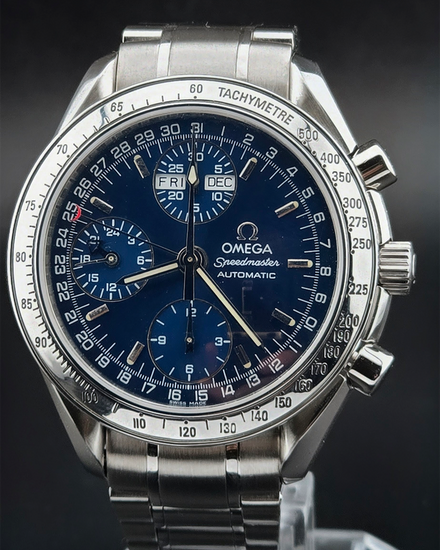 No Reserve - 1999 Omega Speedmaster 39MM Blue Dial Steel Bracelet (3523.80.00)