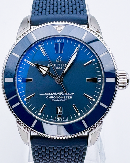 No Reserve - 2023 Breitling Superocean Heritage 44MM Blue Dial Rubber Strap (AB2030)
