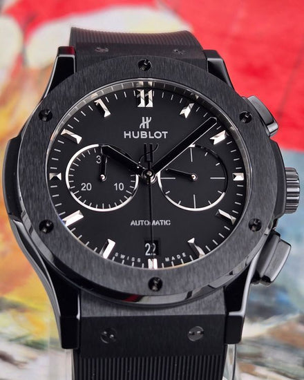 2021 Hublot Classic Fusion Chronograph 42MM Black Dial Rubber Strap (541.CM.1171.RX)