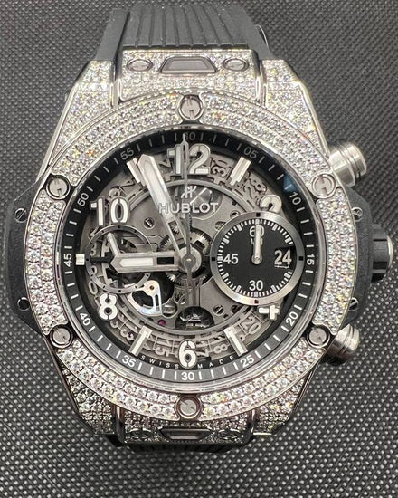 2023 Hublot Big Bang Unico Titanium Pave 42MM Skeleton Dial Rubber Strap (441.NX.1170.RX.1704)