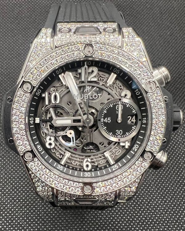 2023 Hublot Big Bang Unico Titanium Pave 42MM Skeleton Dial Rubber Strap (441.NX.1170.RX.1704)
