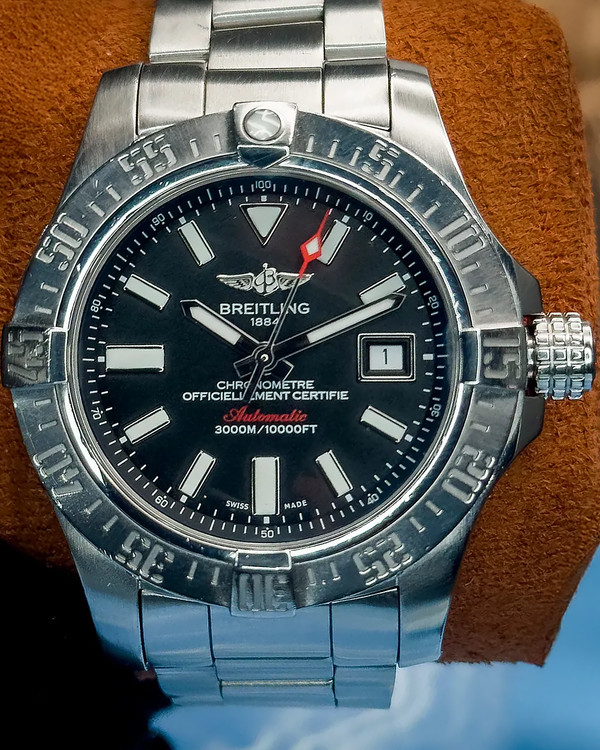 No Reserve - 2014 Breitling Avenger II Seawolf Chronograph 45MM Black Dial Steel Bracelet (A17331)