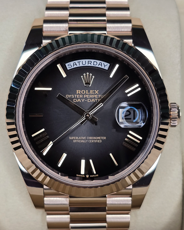 2025 Rolex Day-Date 40MM Slate "Ombré" Dial Rose Gold President Bracelet (228235)