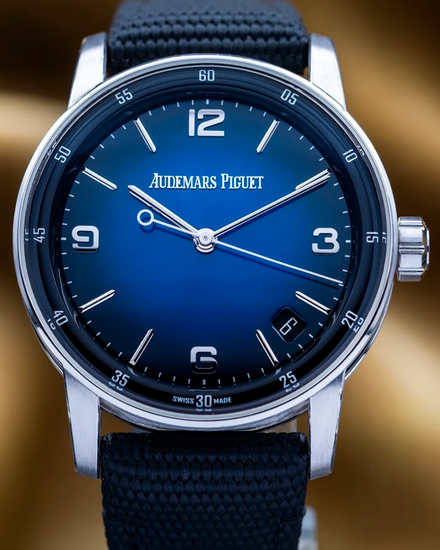 2021 Audemars Piguet Code 11.59 41MM Blue "Ombré" Dial Textile Strap (15210BC.OO.A002KB.01)