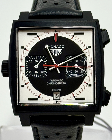 2025 Tag Heuer Monaco Chronograph Stopwatch L.E. 39MM Silver Dial Leather Strap (CAW218F)