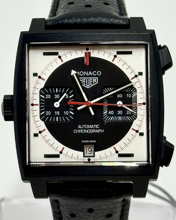 2025 Tag Heuer Monaco Chronograph Stopwatch L.E. 39MM Silver Dial Leather Strap (CAW218F)