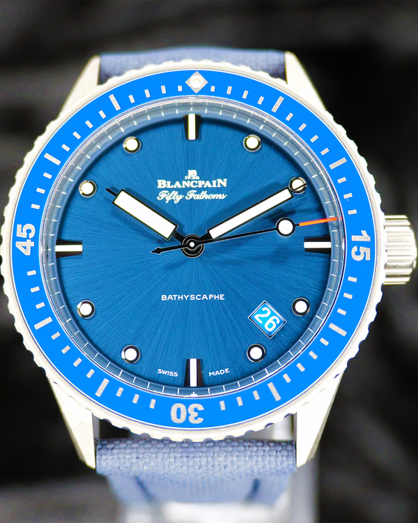 2021 Blancpain Fifty Fathoms Bathyscaphe 43.6MM Blue Dial Textile Strap (5000-0240-O52A)