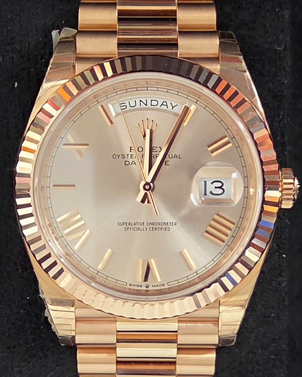 2024 Rolex Day-Date 40MM Sundust Dial Rose Gold President Bracelet (228235)