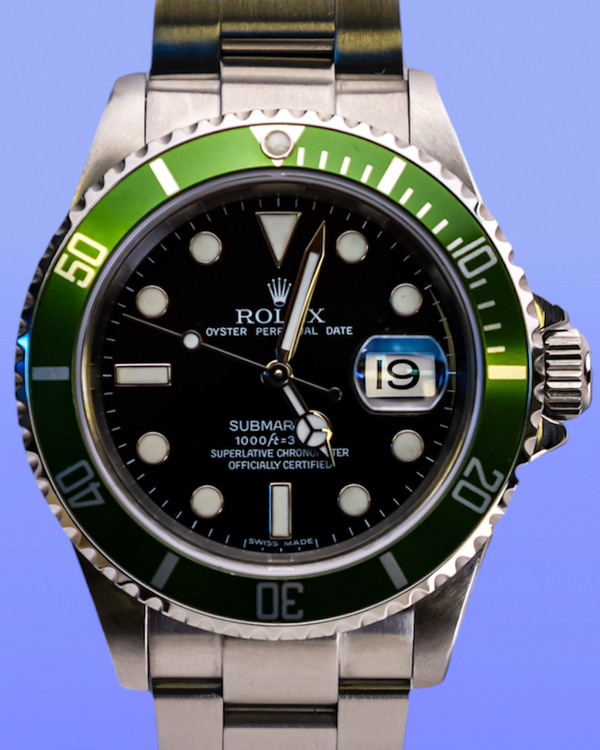 No Reserve - 2007 Rolex Submariner Date "Kermit" 40MM Black Dial Oyster Bracelet (16610LV)