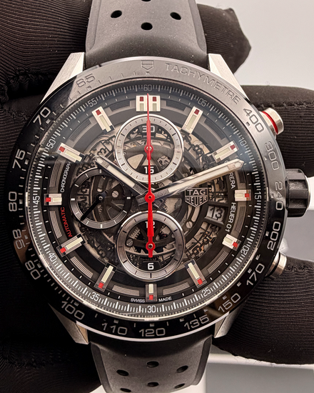 Tag Heuer Carrera Calibre HEUER 01 43MM Skeleton Dial Rubber Strap (CAR201V.FT6046)