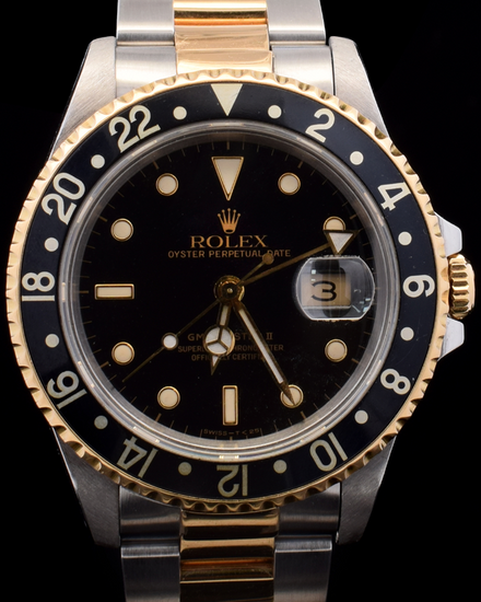 1991 Rolex GMT-Master II 40MM Black Dial Two-Tone Oyster Bracelet (16713)