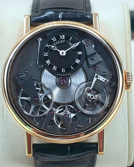 Breguet Tradition 37MM Skeleton Dial Leather Strap (7027)