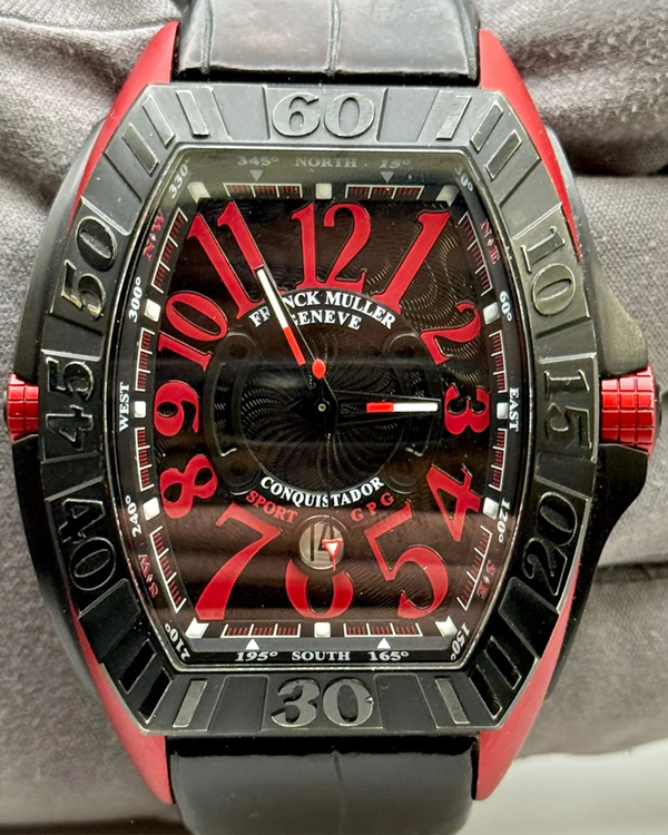 Franck Muller Conquistador Grand Prix 38MM Black Dial Leather Strap (9900 SC DT GPG)