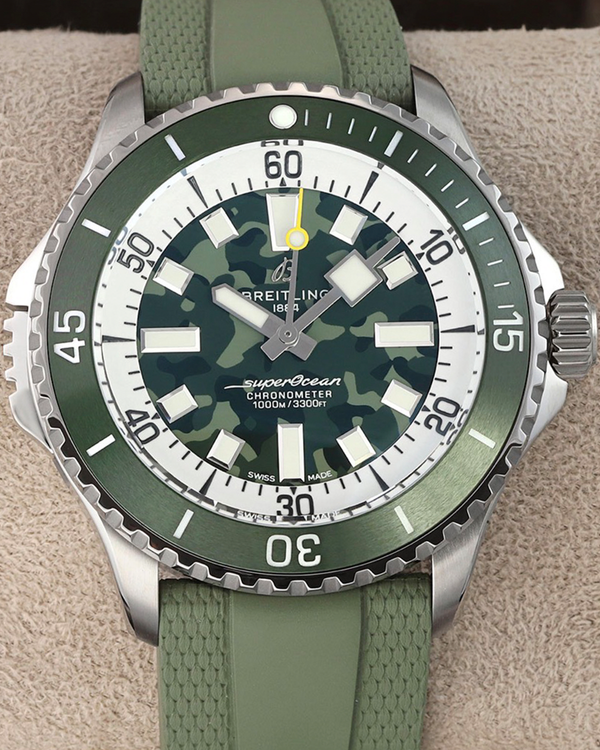 2025 Breitling Superocean Super Diver 46MM Green Dial Rubber Strap (E10379D31L1S1)