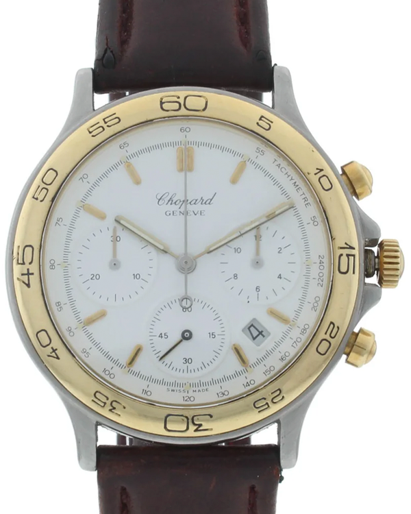Chopard Classic Chronograph 35MM Quartz White Dial Leather Strap (1179)