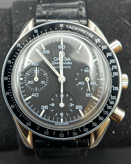 No Reserve - Omega Speedmaster Reduced 39MM Black Dial Leather Strap (175.0032.1)