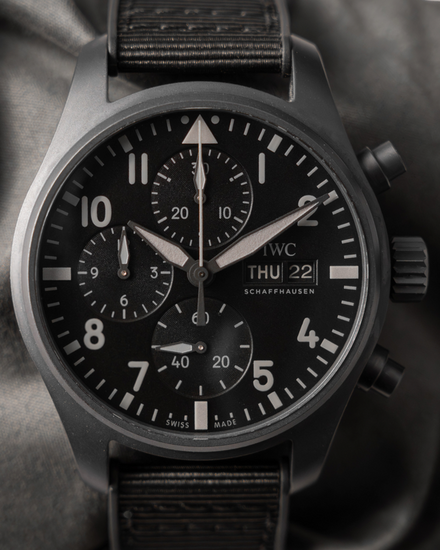 2024 IWC Schaffhausen Pilot Top Gun "Ceratanium" 41MM Black Dial Textile Strap (IW388106)