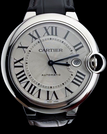 2020 Cartier Ballon Bleu 42MM Silver Dial Leather Strap (W69016Z4)