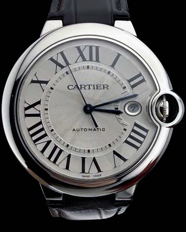 2020 Cartier Ballon Bleu 42MM Silver Dial Leather Strap (W69016Z4)