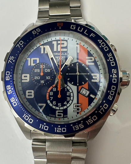 Tag Heuer Formula 1 Gulf Edition 43MM Quartz Blue Dial Steel Bracelet (CAZ101AT.BA0842)