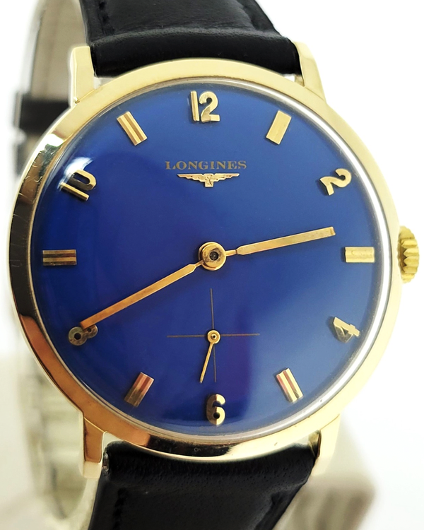 Longines Presence Wittnauer Vintage 33MM Blue Dial Aftermarket Leather Strap (2532-1-370)