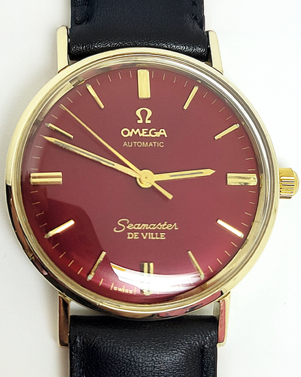 1966 Omega Seamaster DeVille 34.2MM Burgundy Dial Aftermarket Leather Strap (LL6590-1)