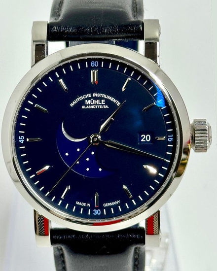 2025 Mühle Glashütte Teutonia IV Bluemoon 39MM Blue DIal Leather Strap (M1-44-60)