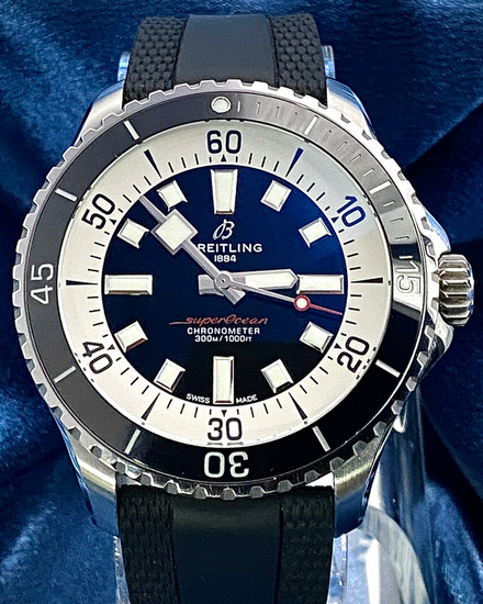 2024 Breitling Superocean 44MM Black Dial Rubber Strap (A17376)