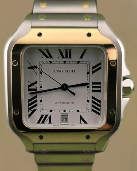 2024 Cartier Santos De Cartier 39.8MM White Dial Two-Tone Bracelet (W2SA0009)