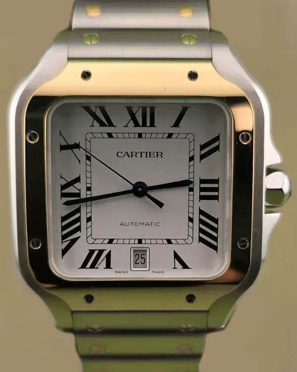 2024 Cartier Santos De Cartier 39.8MM White Dial Two-Tone Bracelet (W2SA0009)