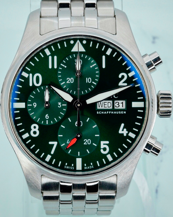 2021 IWC Schaffhausen Pilot Chronograph 41MM Green Dial Steel Bracelet (IW388104)