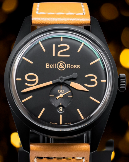 Bell & Ross BR 123 Heritage 41MM Black Dial Leather Strap (BR123-95-SC)