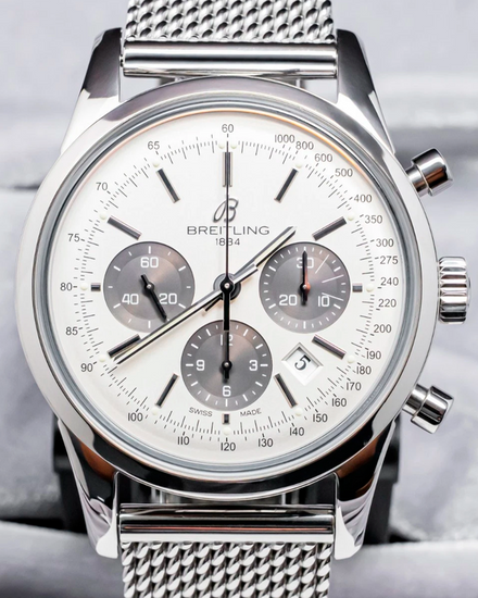2013 Breitling Transocean Chronograph 43MM Silver Dial Steel Bracelet (AB015212/G724)