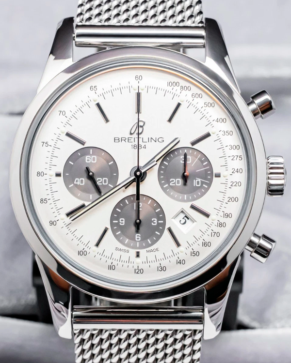 2013 Breitling Transocean Chronograph 43MM Silver Dial Steel Bracelet (AB015212/G724)