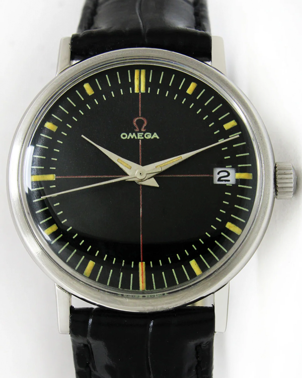 Omega Vintage 33MM Aftermarket Black Dial Aftermarket Leather Strap (132.019)