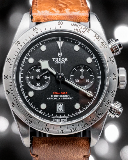 2018 Tudor Black Bay Chrono 41MM Black Dial Leather Strap (79350)