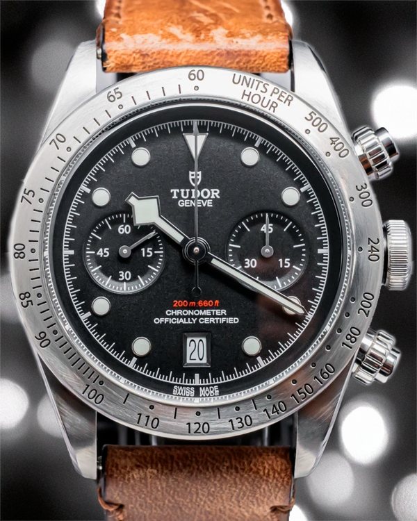 2018 Tudor Black Bay Chrono 41MM Black Dial Leather Strap (79350)