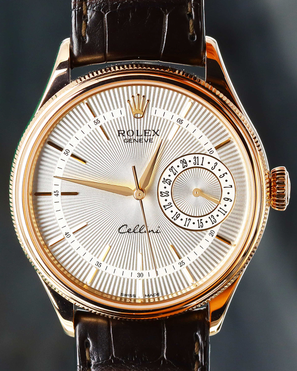 Rolex Cellini 39MM Silver Dial Leather Strap (50515)