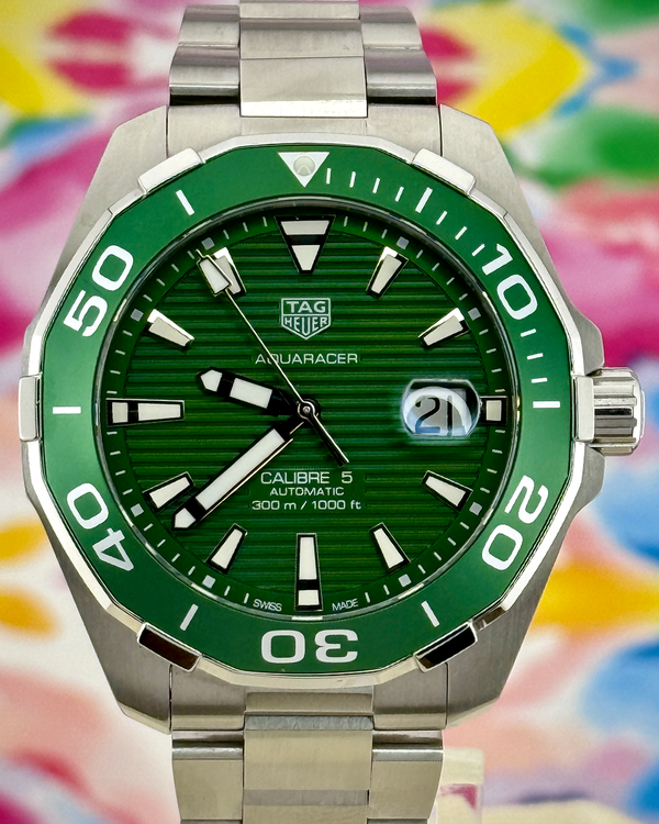 2023 Tag Heuer Aquaracer 300M 43MM Green Dial Steel Bracelet (WAY201S.BA0927)
